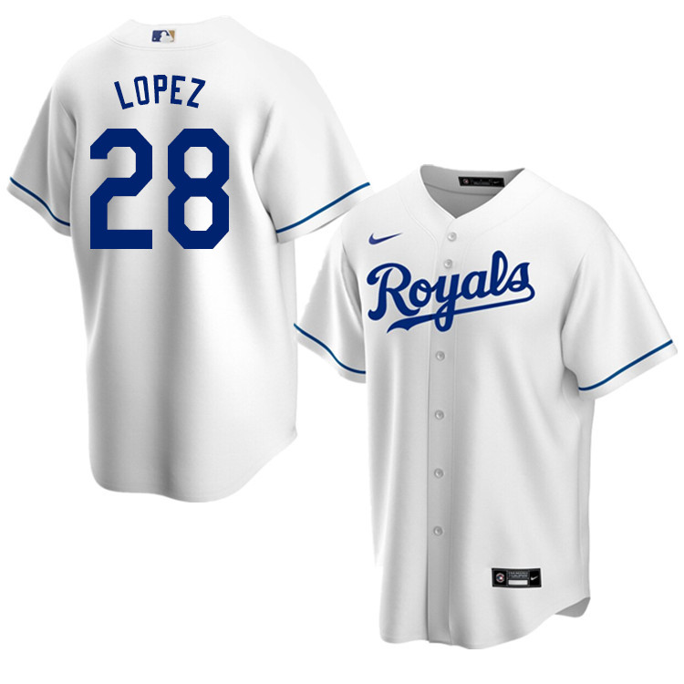 Nike Men #28 Jorge Lopez Kansas City Royals Baseball Jerseys Sale-White - Click Image to Close